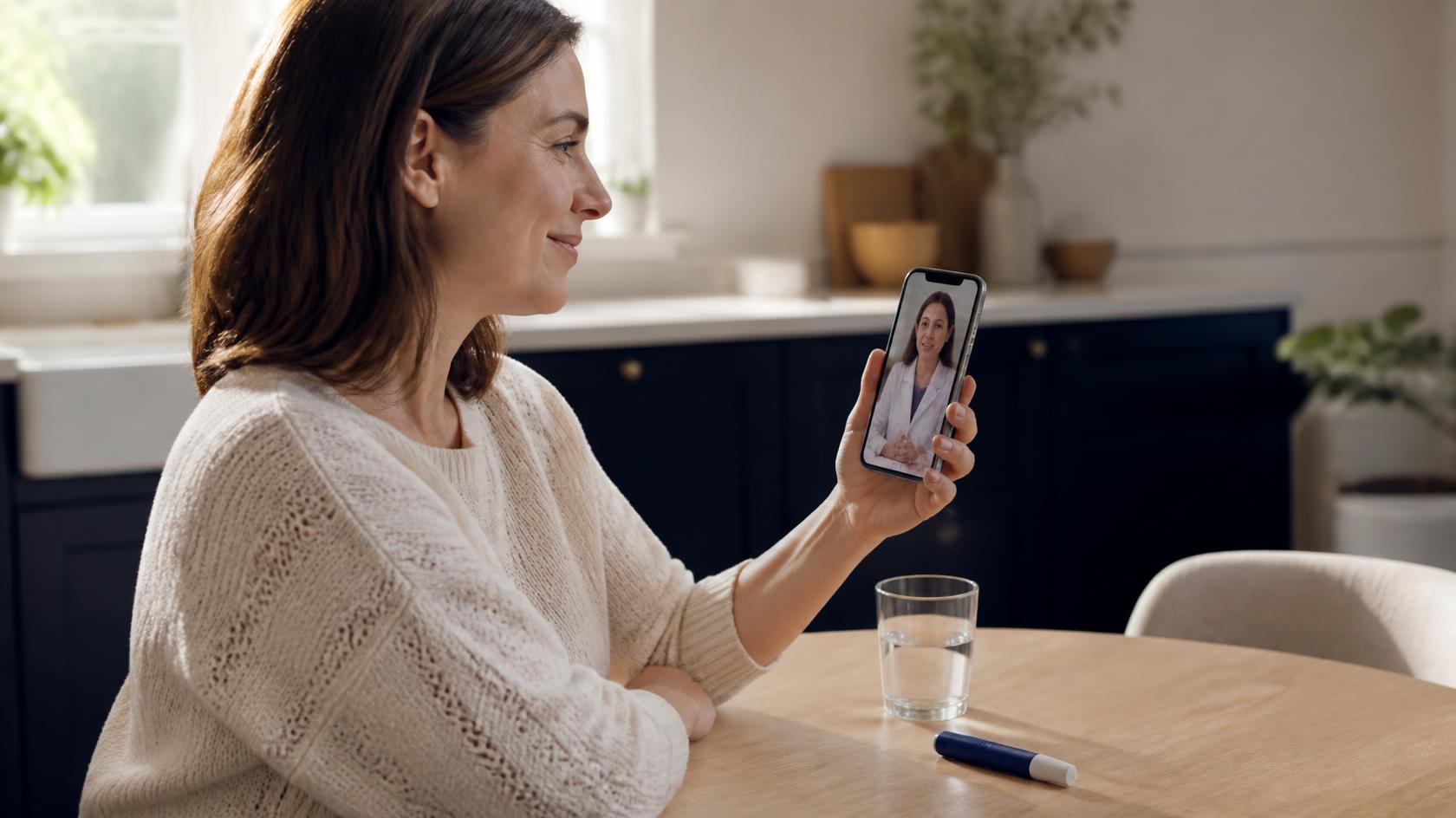 Woman on a telehealth visit with her licensed provider from home
